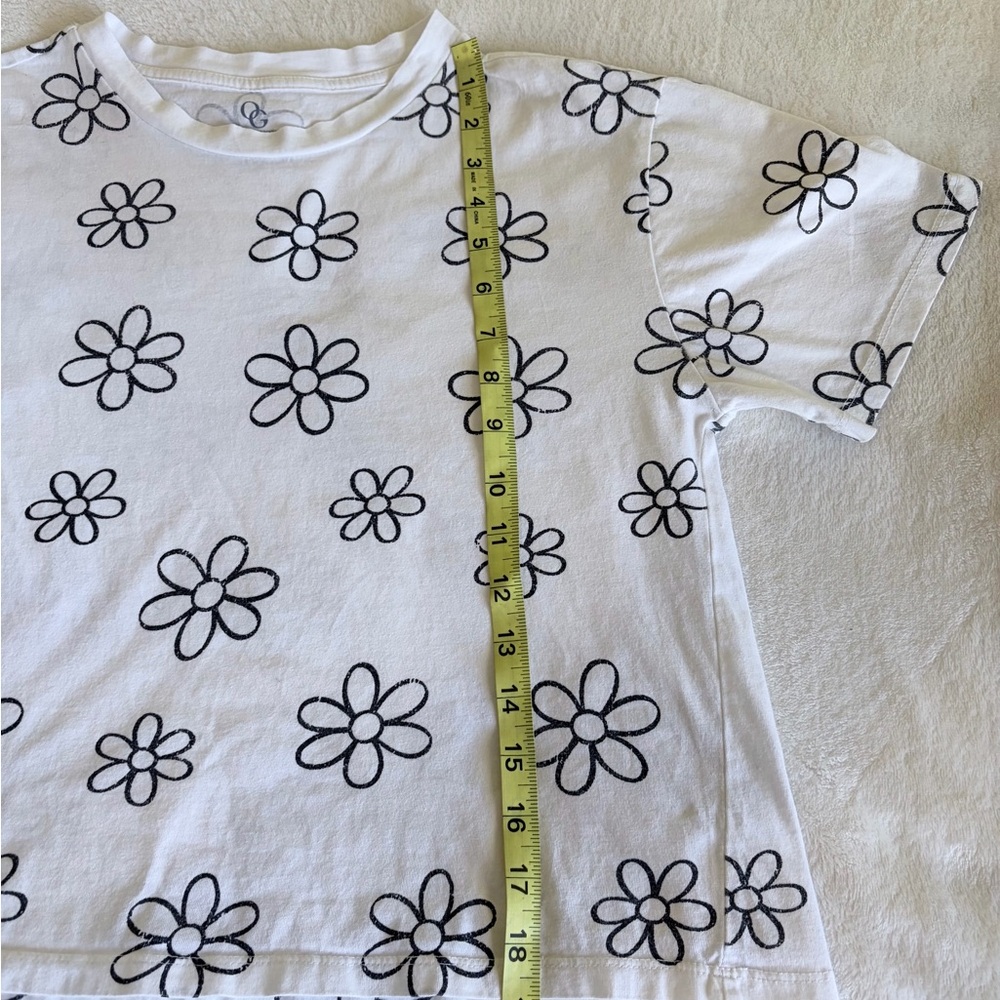 Organic Generation Floral Crop Shirt - White & Black 100% Cotton Sz M‎ - Picture 4 of 4